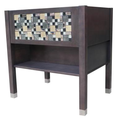 China Hot Selling Traditional American Bathroom Vanity Base Solid Wood Cabinet With Glass Mosaic For Hotel for sale