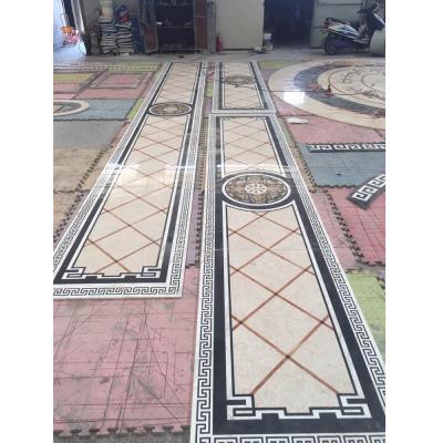 China Modern Luxury Hotel Reception Inlay Flooring Water Jet Natural Marble for sale