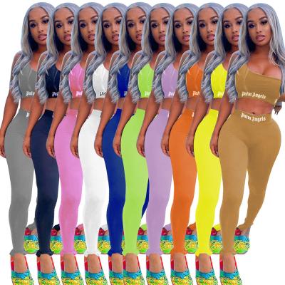 China FM6608 Breathable Pure Color Fashion Printed Letters Sports Casual Tight Suit for sale