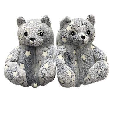 China New Design Trend Fashion Lovely Plush Slipper Animals Cheap Custom Bedroom Glow In The Night Teddy Bear Slippers for sale