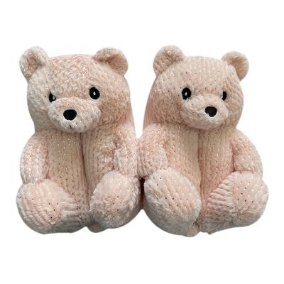 China New Fashion Trend Teddy Bear Slippers Cotton Plush Teddy Bear Slippers Floor Home Thick Warm Shoes for sale