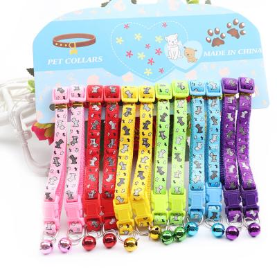 China Personalized Small Dog Cat Bell Collars Adjustable Rainbow Pet Dog Colorful Footprint Bell Collar Fashion Dog Bell Collars for sale