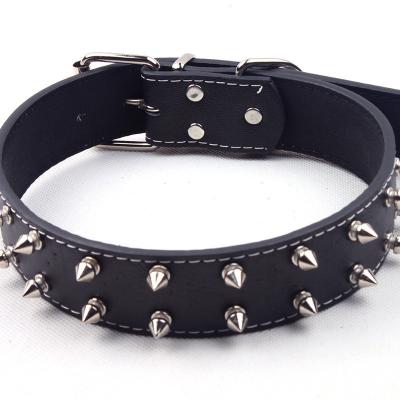 China Viable Factory Style Wholesale Dominant PU Rivet Collar Dog Leash Pet Collar Punk Collar for sale