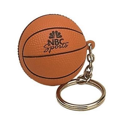 China Eco-friendly Stress Relief Anti Ball Foam PU Design Basketball Round Shape Key Chain Unisex for sale