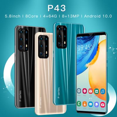 China Dual SIM Card P43 Cheapest 4G Smartphones 4GB+64GB 8MP+13MP 5.8 Inch 4G Cell Phones Low Price Phones Unlocked Cell Phone for sale