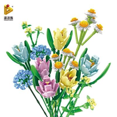 China PANLOS Eco-friendly Material Flower Building Block Toys 837PCS Flower Bouquet Toys DIY Toys For Children for sale