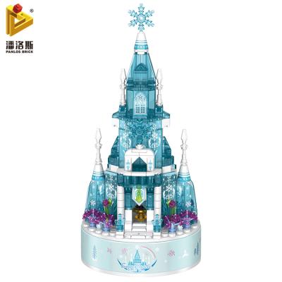 China PANLOS 656016 574PCS Diy Snow Castle Music Box Rotating Music Box Building Blocks Eco-friendly Material Creative Toy for sale