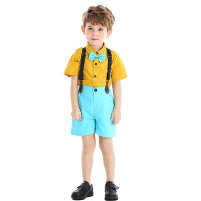 China Gentleman's Casual Baby Boy's Clothing Sets Short Sleeve Shirt and Shorts Suit Boy's Two-Piece Clothes for sale