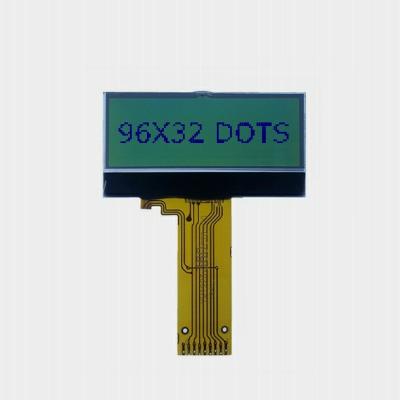 China low cost mode ST7565 tooth serial interface 9 male connector fpc cable 34.6x12.0mm low cost lcd display 96x32 dot matrix graphic stn yellow green for sale