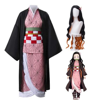 China Costumes Anime Demon Slayer Kimetsu No Yaiba Cosplay Costumes Kimono Kamado Nezuko Adult Halloween Costume Wig Suit for sale