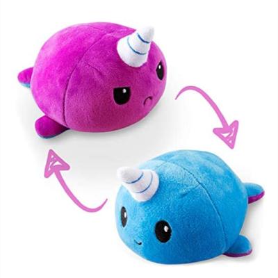 China Fasion 17cm Reversible Cartoon Plush Narwhal Toy Doll On Both Sides Soft Stuffed Animal For Kids for sale