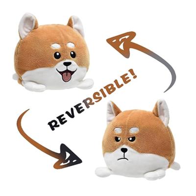 China Fasion 13cm Cartoon Dog Double-Sided Reversible Plush Toy Stress Relief Toy For Adult Children for sale