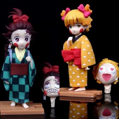 China Cartoon Toy Newest Anime 13CM Demon Slayer Tanjiro Kimetsu No Yaiba Figure Agatsuma Zenitsu Action Figure PVC Model Toys for sale