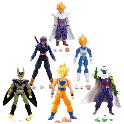 China Cartoon Toy Anime Goku Vegeta Cell Gohan Trunks Action Number Movable Joins Replaceable Face and Hand Action Figure Model Toys for sale