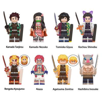 China Electronic Toy 4.5cm Anime Series Demon Slayer Mugen Train Tanjirou Nezuko Giyuu Kyoujurou Figures Heads Building Block Creative Toys For Kid for sale