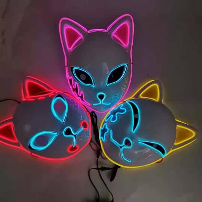 China The Other Demon Slayer Tanjirou Sabito Mascarilla LED Mask Anime Makomo Cosplay Glowing Cat Face Glowing Mask for sale