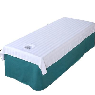 China Anti-static Soft Microfiber/Cotton Massage Table Sheet Cover Set With Breast Hole Elastic Fitted Sheet for sale