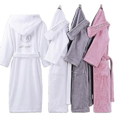 China Wholesale Luxury Hooded Bathrobe Cotton Terry Bathrobes Women And Men Long Robes for sale