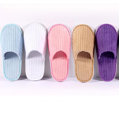 China Custom Logo Luxury Coral Velor Hotel Slippers Slipper, Wholesale Disposable Hotel Slipper for sale