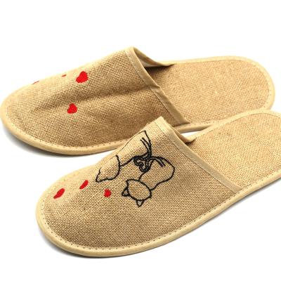 China Slippers Wholesale Hotel Canvas Slippers Indoor Cotton Slippers Canvas Eco-Friendly Degradable Viable Bedroom Slippers for sale