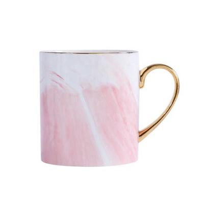 China Viable Wholesale White Cheap Ceramic Porcelain Tea Cup Marble Mugs Mugs With Handle for sale