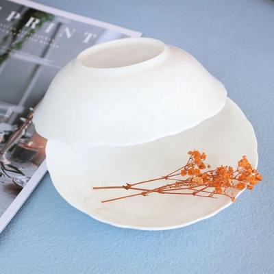 China Disposable Hot Sale Household Goods Bowl Fine Bone China White Lace Shape Embossed Bone China Bone China Bowl Set for sale