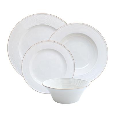 China Viable Wholesale Porcelain Dinnerware Set Porcelain Dinner Set White And Gold Ceramic Dinner Sets Dinnerware Sets for sale