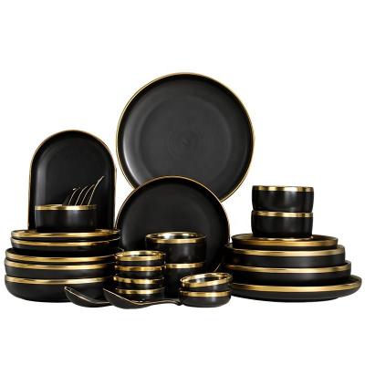 China Viable High Quality Wedding Party Use Dinnerware Set Ceramic Elegance Porcelain Dinnerware Set For Restaurant for sale