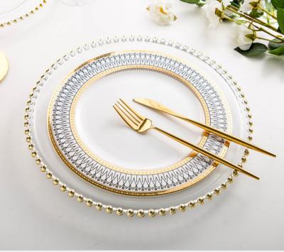 China Viable Make Your Own Ceramic White Gold Rim Porcelain Wholesale Restaurant Dinner Dishes for sale