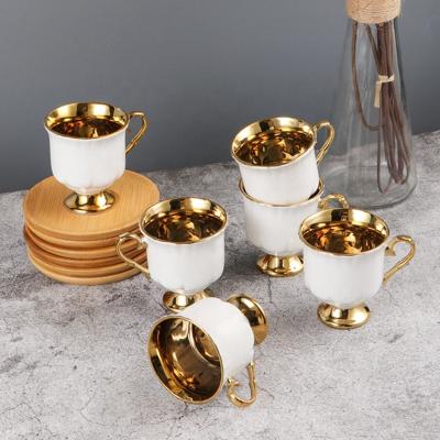 China Sustainable Middle Eastern Style Coffee Cup And Saucer Matching Luxury Cups And Saucers With Gold Rim for sale