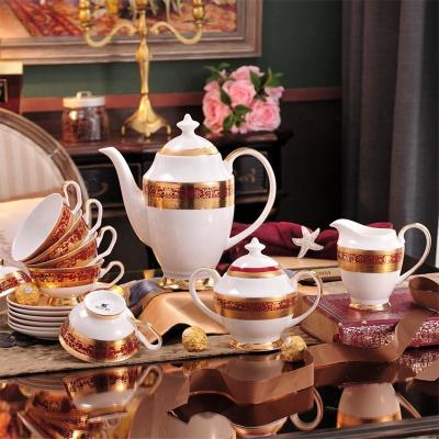 China Sustainable Luxury Teapot Set Arabic Tableware Gold Design Afternoon Coffee Tea Sugar Container Set Luxury Tea Set For Restaurant for sale