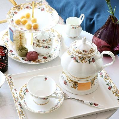 China Viable Bone China Fine Vintage Nordic Style Afternoon Tea Set English Coffee and Tea Set for sale