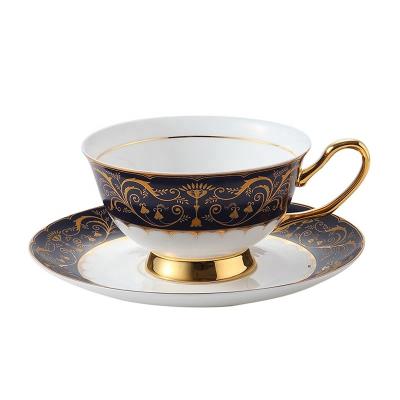 China Viable Modern Cup and Saucer 12pcs Gift Set Custom Bone China Cappuccino Matching Cups and Saucers for sale