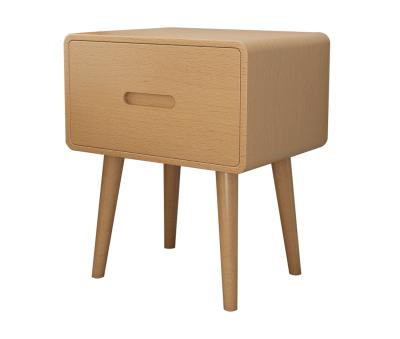 China Curved Edges Wholesale Wooden Splayed Legs Fit Modern Simplicity Natural Wood Bedside Table For Apartment for sale