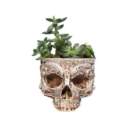 China Eco-friendly Cheap Resin Skeleton Plant Pot Halloween Home Decoration Pots Flower for sale