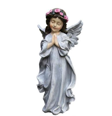 China New Design China Resin Angel Garland Sculpture Pray Statue With Outdoor Garden Angel Figurine for sale