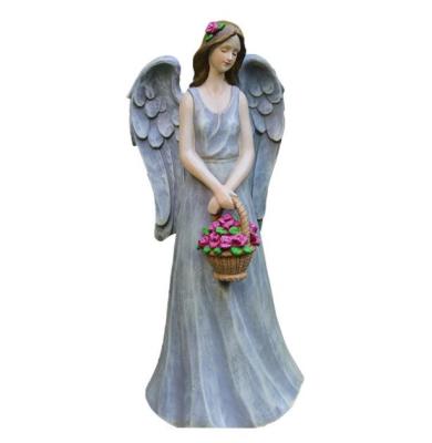 China Wholesale Garden Angel Statue Life Size Outdoor China Large Angel Statues Resin Holding Flower for sale