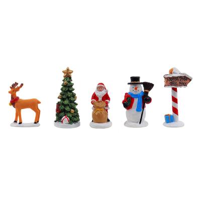 China Eco-Friendly Christmas Tree Decoration Set Mini Street Lamps Xmas Santa Miniature Snow Elk Snowman DEER Trees Christmas Road Sign for sale