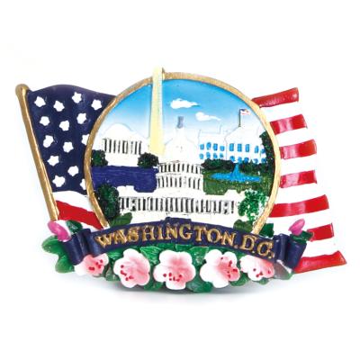 China Custom People American Flag City Resin Printed Fridge Magnet Creative Logo Suvenirs Wholesale Cheap 3d Fridge Magnets for sale