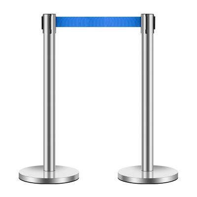 China Bank/Hotel/Hospital 5m Public Space Queue Support Isolation Belt Stainless Steel Iron Crowd Control Barrier Regular Post for sale