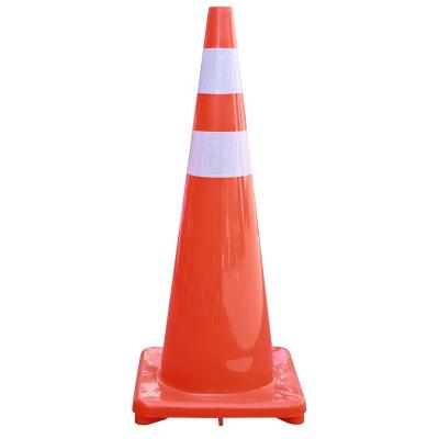 China Durable 900MM Height Soft PVC Road Safety Flexible Traffic Parking Warning Orange Reflective Cone For Sale for sale