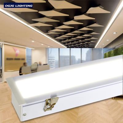 China OGJG High Brightness 46w Lumen Aluminum Office Classroom Slat Recessed Trunking Led Linear Light for sale