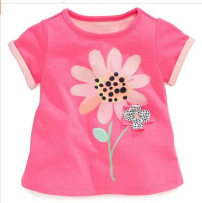 China Short Sleeve Baby T-shirt Tops Baby Big Girls Tees Shirts Kids Girl 2-7 Years Summer Shorts Sleeves Cotton Tees for sale