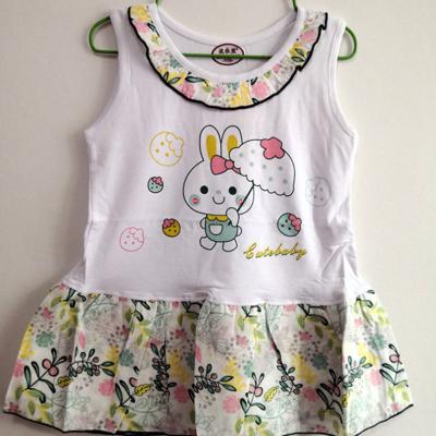 China Cotton/Bamboo Fiber Clearance Girls Summer Lace T-shirt Lace Printed Top For Small And Medium Kids Sleeveless T-shirt for sale