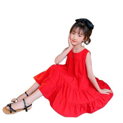 China 4-14 Years Girls Breathable Dot Dress Summer Sleeveless Bow Ball Gown Kids Princess Dresses Children Floral Baby P470 for sale