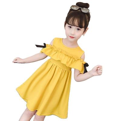 China Shoulderless Princess Dress For Girls Breathable Baby Embroidered Birthday Party Lace Up Cute Dress Baby Girl Clothing P476 for sale