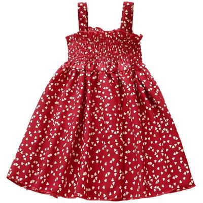 China New Style Party Girls Clothes Girls Dress Breathable Sexy Red Floral Kids Summer Cotton Sleeveless Shorts Dresses P510 for sale