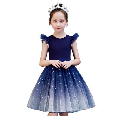 China Breathable New Year Birthday Dresses P565 Children Clothing Summer Princess Dress Kids Sleeveless Star Profile Patchwork Girls for sale