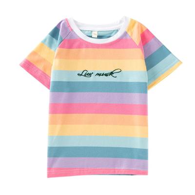 China Summer Breathable Girls Short Sleeve Elsa Anna Baby Kids Cotton Tops T-shirt Children Stitch Anime Clothes Fashion 3 8 Y for sale