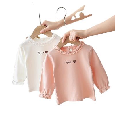 China Breathable round neck T-shirt long-sleeved baby and girls clothes P4400 of the new top children's clothing for sale